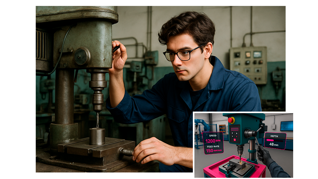 Alumno de Formación Profesional utilizando gafas de Realidad Virtual