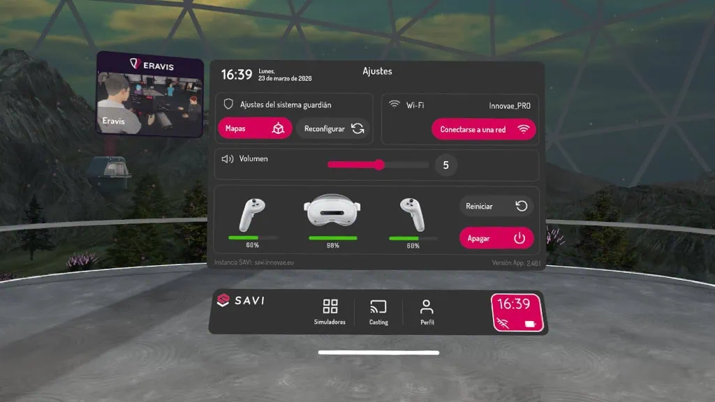 Die Benutzeroberfläche von SAVI, dem Tool für Virtual-Reality-Schulungen von Innovae.